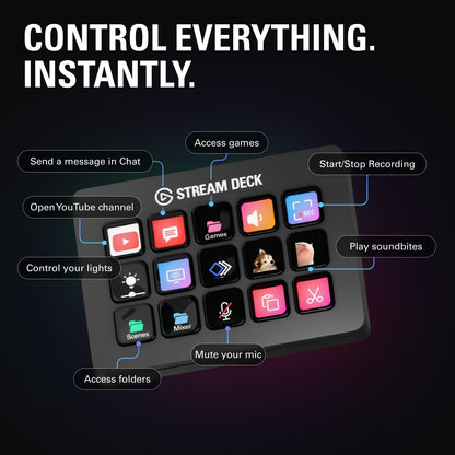 Stream Deck MK.2 – Studio Controller, 15 macro keys, trigger actions in apps and software