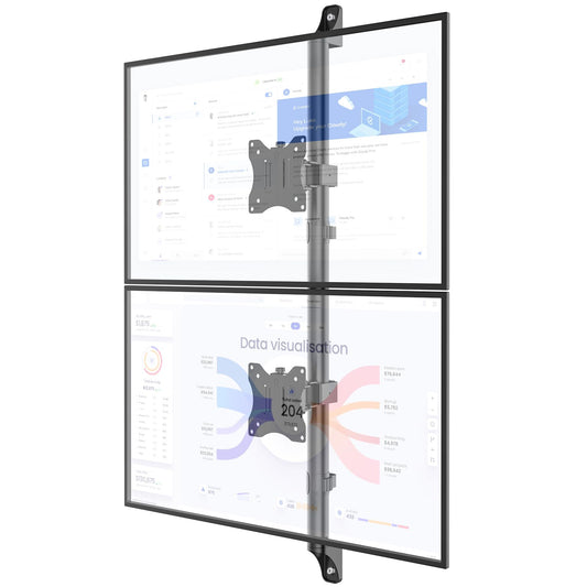 Wall Mounted Dual Stacked Monitor Mount for 17-38 Inch - 2 Screens 22lbs each