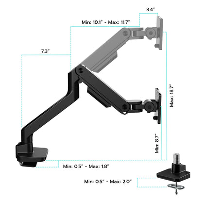 ARES WING Ultrawide Monitor Arm for 17 to 49 Inch Heavy Duty Curved Screens