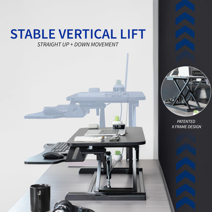 32 inch Desk Converter with Height Adjustable Sit to Stand Riser