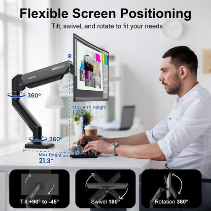 NearHub Single Monitor Mount Arm for 13-32" Up to 22 lbs