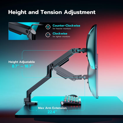 ARES WING Ultrawide Monitor Arm for 17 to 49 Inch Heavy Duty Curved Screens
