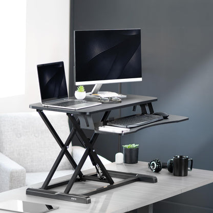 32 inch Desk Converter with Height Adjustable Sit to Stand Riser