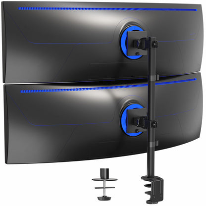 VIVO Dual Vertically Stacked Ultra-Wide Monitor Desk Mount for up to 49 inch Ultrawide Screens, Extra Tall Heavy Duty Adjustable Stand Holds 44 lbs Per Screen