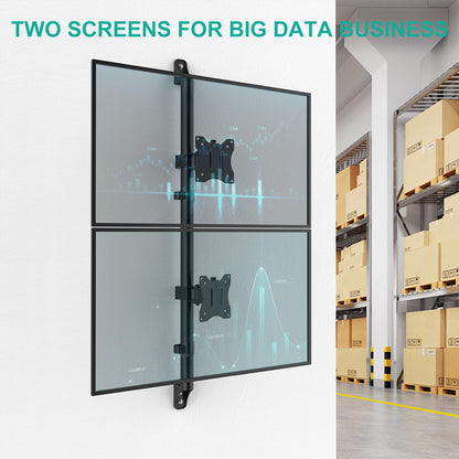 Wall Mounted Dual Stacked Monitor Mount for 17-38 Inch - 2 Screens 22lbs each