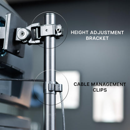 VIVO Dual Vertically Stacked Ultra-Wide Monitor Desk Mount for up to 49 inch Ultrawide Screens, Extra Tall Heavy Duty Adjustable Stand Holds 44 lbs Per Screen