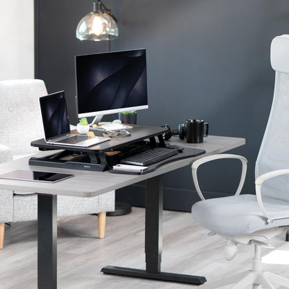32 inch Desk Converter with Height Adjustable Sit to Stand Riser