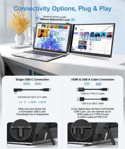 Zerfis Ultra-Thin Laptop Screen Extender, 14"