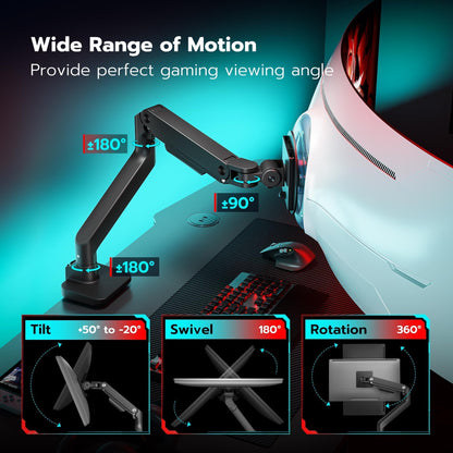 ARES WING Ultrawide Monitor Arm for 17 to 49 Inch Heavy Duty Curved Screens