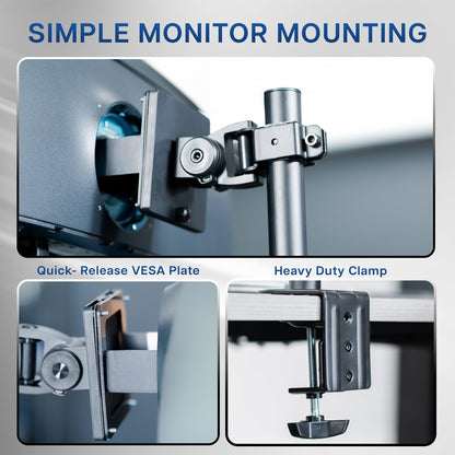 VIVO Dual Vertically Stacked Ultra-Wide Monitor Desk Mount for up to 49 inch Ultrawide Screens, Extra Tall Heavy Duty Adjustable Stand Holds 44 lbs Per Screen