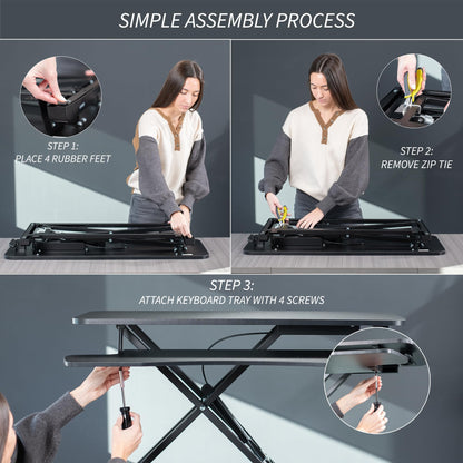 32 inch Desk Converter with Height Adjustable Sit to Stand Riser