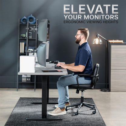 VIVO Dual Vertically Stacked Ultra-Wide Monitor Desk Mount for up to 49 inch Ultrawide Screens, Extra Tall Heavy Duty Adjustable Stand Holds 44 lbs Per Screen